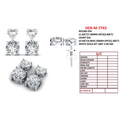 4.06 CT Heart & Round Cut Two Stone Drop Earrings