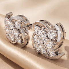 2.93 CT Round Diamond Cluster Swirl Stud Earrings