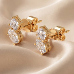 1.60 CT Oval & Asscher Stud Earrings