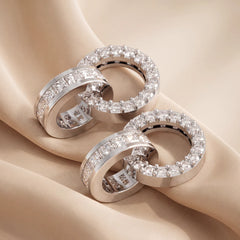 0.88 CT Princess Diamond Circle Link Drop Earrings