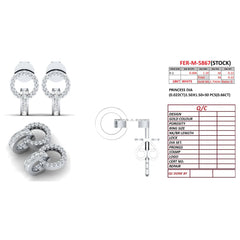 0.88 CT Princess Diamond Circle Link Drop Earrings