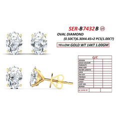 1 CT Oval Diamond Solitaire Stud Earrings