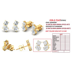 1.60 CT Oval & Asscher Stud Earrings