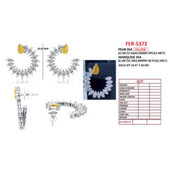 6.8 CT Yellow Pear & Marquise Diamond Open Crescent Earrings