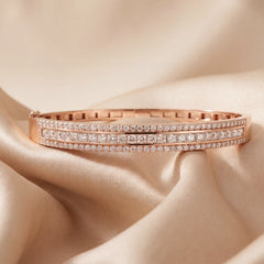 3.55 CT Princess-Cut & Pavé Diamond Channel Bangle
