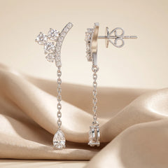 1.22 CT Diamond Cluster Pear Drop Earrings