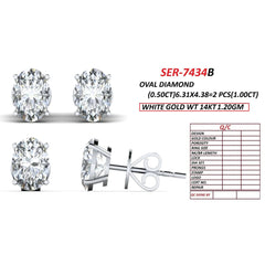 1 CT Oval Diamond Solitaire Stud Earrings