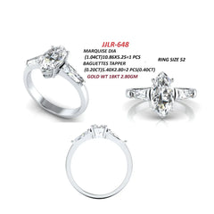 1.44 CT Marquise & Taper Three Stone Ring