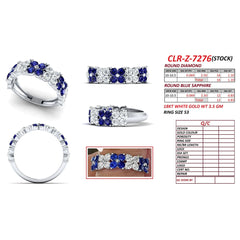1.93 CT Round Sapphire & Diamond Floral Cluster Half Eternity Ring