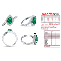 2.68 CT Pear Green Emerald Halo Bypass Ring