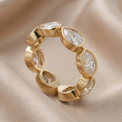 4.80 CT East-West Pear Bezel Diamond Full Eternity Ring