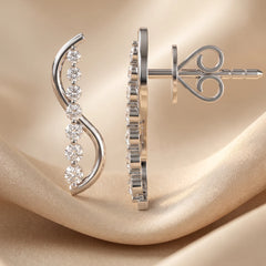 0.36 CT Graduated Diamond S-Curve Ear Climber Earrings