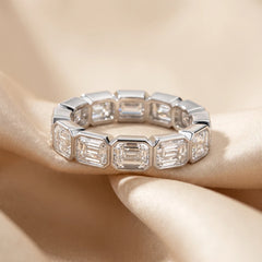 4.20 CT East-West Emerald-cut Diamond Full Eternity Ring