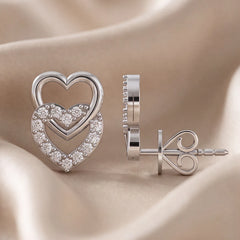 0.25 CT Diamond Double Heart Studs