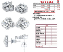 2.38 CT Round & Marquise Diamond Cluster Ring