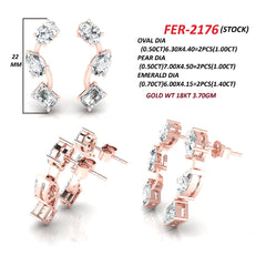 3.40 CT Multi Shape Diamond Earrings