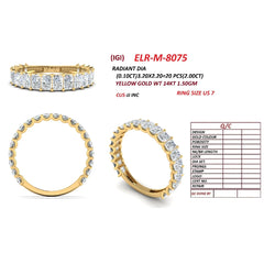 2 CT Radiant Diamond Half Eternity Ring