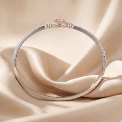 3.03 CT Pink Oval Diamond Halo Bangle
