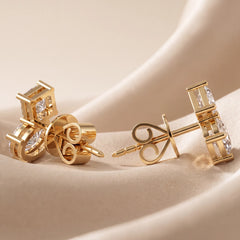 1.60 CT Oval & Asscher Stud Earrings