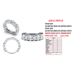 5 CT Oval & Pear Cut Half Eternity Ring