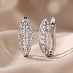 0.65 CT Diamond Graduated Pavé Oval Huggie Earrings