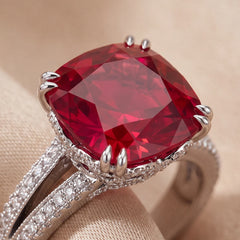 6.89 CT Cushion Green Stone Solitaire Ring