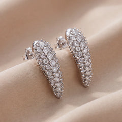1.18 CT Diamond Pavé Talon Curved Drop Earrings