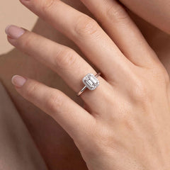 0.6 CT Emerald & Round Halo Ring
