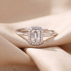 0.6 CT Emerald & Round Halo Ring
