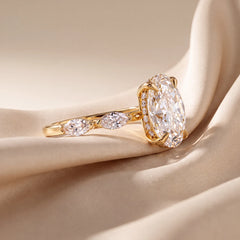 3.67 CT Oval Solitaire Accent Ring