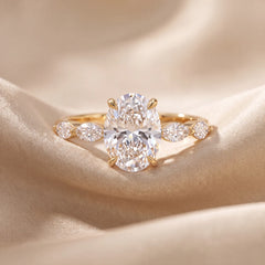 3.67 CT Oval Solitaire Accent Ring
