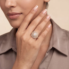 1.48 CT Round Pinwheel Cocktail Ring
