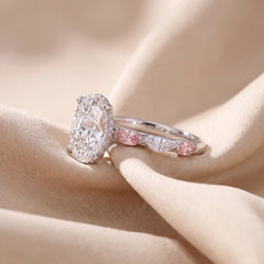 3.89 CT Oval Cut Side Stone Ring
