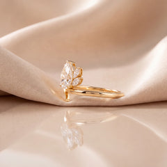 1.15 CT Pear Cut Cluster Ring with Side Diamonds