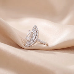 4.31 CT Radiant Cut Baguette Halo Cocktail Ring