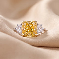 5.65 CT Square Cushion Cut Three Stone Ring