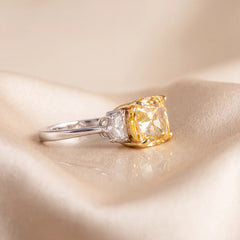 5.65 CT Square Cushion Cut Three Stone Ring