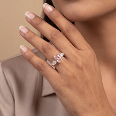 6.51 CT Oval Cut Three Stone Ring with Pink Diamond