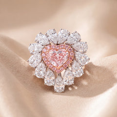 5.44 CT Heart Cut Halo Cocktail Ring