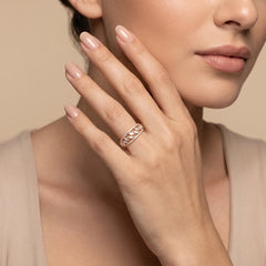 1.13 CT Marquise Cut Leaf Motif Band
