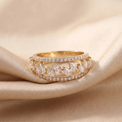1.13 CT Marquise Cut Leaf Motif Band