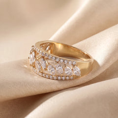 1.13 CT Marquise Cut Leaf Motif Band