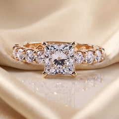 3.72 Princess Cut Side Stone Ring