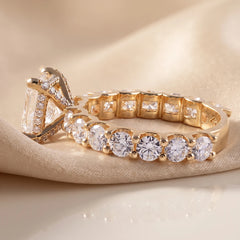 3.72 Princess Cut Side Stone Ring