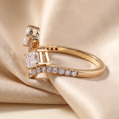 1.14 CT Pear & Emerald Cut Bypass Ring