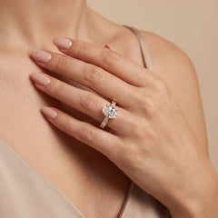 3.28 Oval Cut Emerald Side Stone Ring