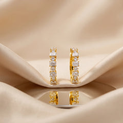 2.81 CT Emerald and Round Hoop Earrings
