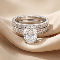 2.62 CT Oval Solitaire Pavé Band Bridal Set