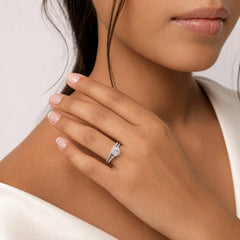 1.08 CT Round Halo Pavé Band Twin Ring