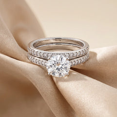 2.04 CT Round Solitaire Pavé Bridal Set Ring